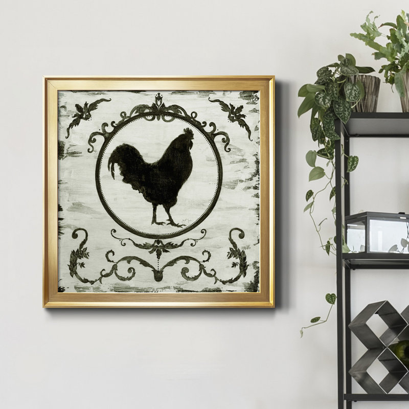 Berkshire Rooster - Reproduction d'art graphique sur toile encadrée, H 34,5 po x l 34,5 po x P 1,5 po, Encadrement doré