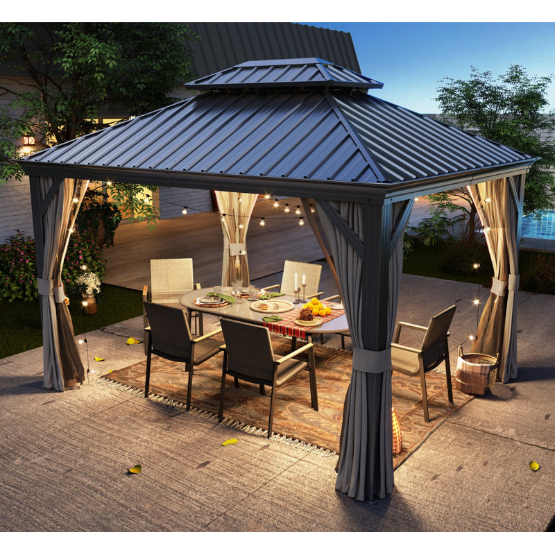 Pavillon de jardin en métal, 12 pi. L 10 pi. D