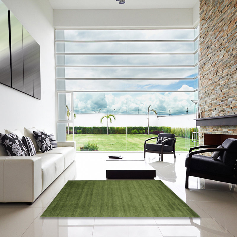 Tapis contemporain vert foncé, Carré 8 pi x 8 pi