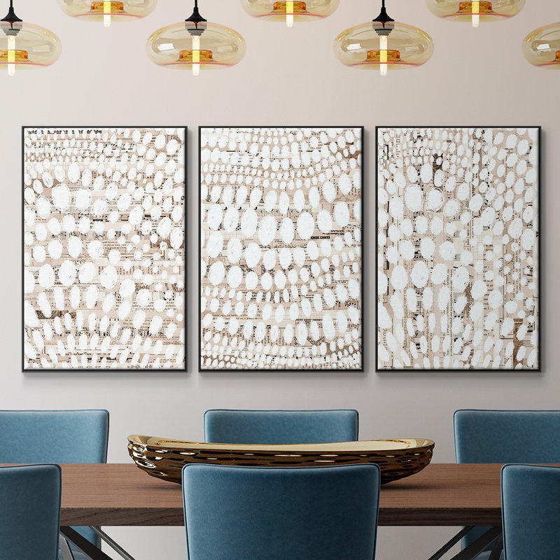 " Vintage Pattern I " 3 - Pieces, H 24 po x l 48 po x P 2 po, Noir