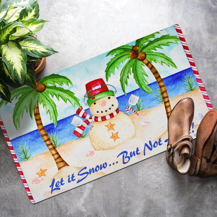 Christmas Snowman Welcome Mat Non Slip Rubber Backing Tropical Christmas  Door Mat Low Profile Let It Snow Winter Holiday Doormat For Entryway Front  Door Porch 28.75X17.2Inch (Blue Let It Snow) 