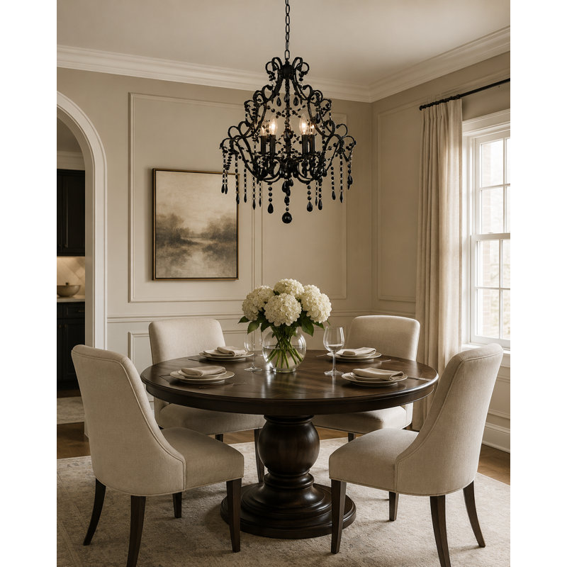 ET série 5-lumière bougie-Style Chandelier, Noir noir