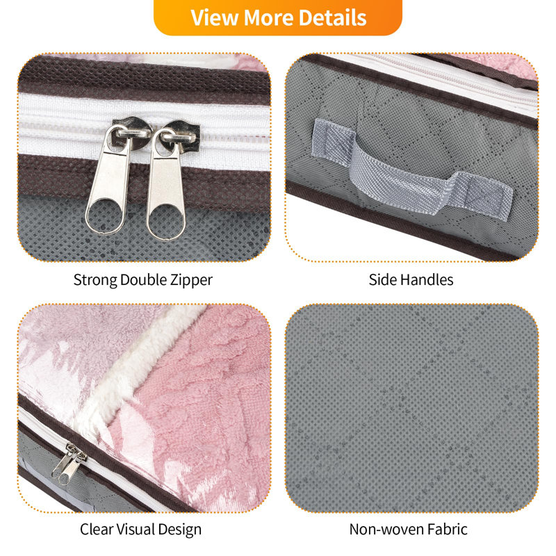 6 Pack Underbed Storage Containers Large Capacity Clothes Storage Bins With Clear Windows And Reinforced Handles For Blanket Comforter Bedding Clothes