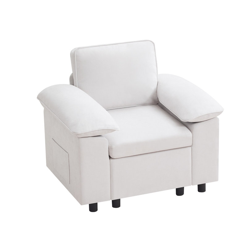 Fauteuil en chenille rembourré l 37,8 po, Beige