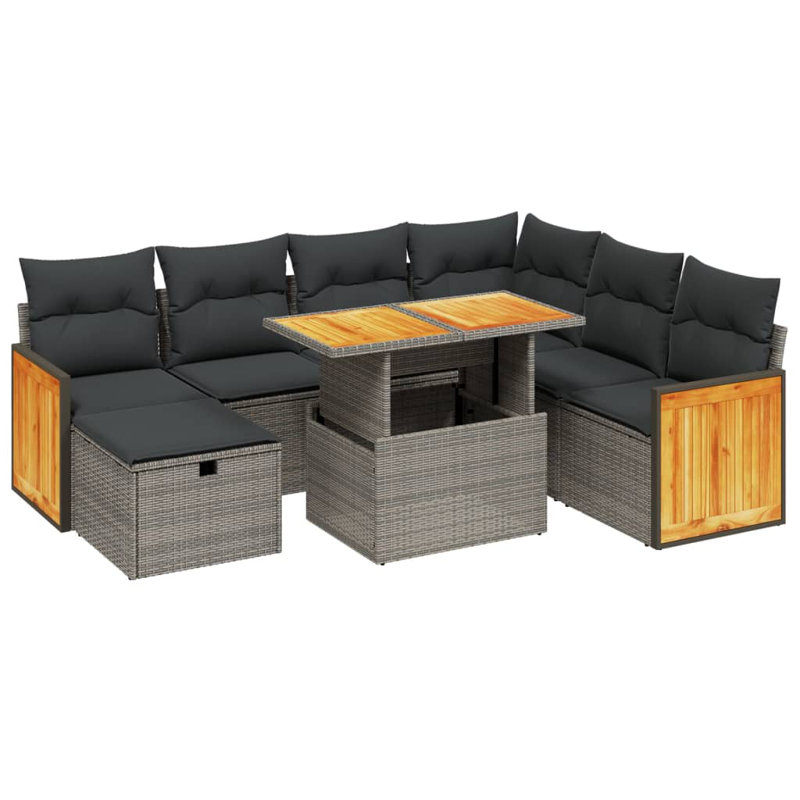 Vidaxl Garden Sofa Set, Gray Cushion/Gray Frame