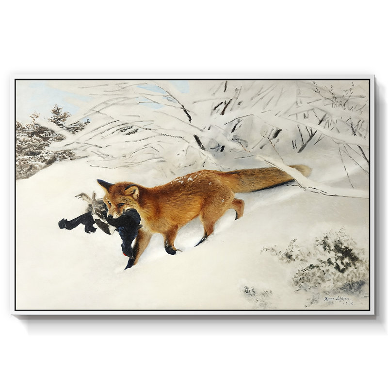 Fox in Snow Landscape (Räv i snölandskap), 1900 - Bruno Liljefors, toile tendue avec châssis, 26 x 40, Blanc