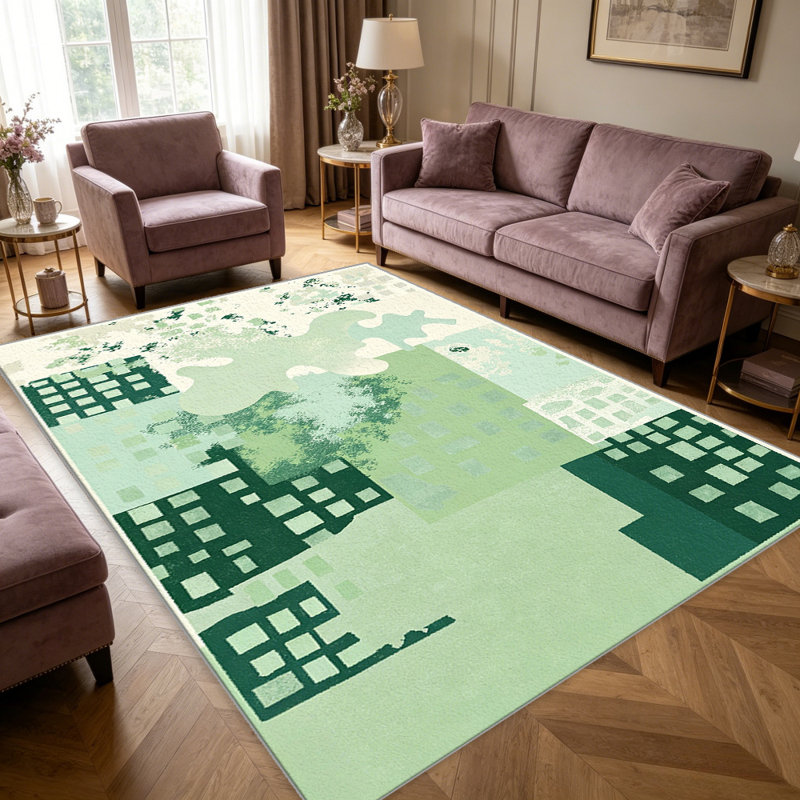 Green Abstract Patchwork area rugs for Living Room, Soft and Comfortable, Suitable for all seasons, easy to maintain, machine washable Indoor floor mat, Under Table Farmhouse suitable for Bedroom, Dining Room, Study, Patio, Balcony, Home Decor