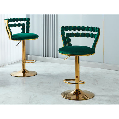 Tabouret de bar rembourré (de 2), pieds en fer doré, coussins moelleux, confortable pour différents endroits, tube de chaise en tissu facile à assembler, rouille, agencement idéal pour plusieurs pièces