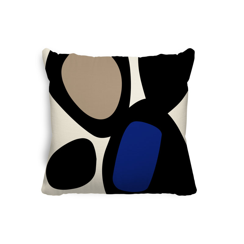 Lara Abstract Outdoor Reversible Throw Pillow, 17" x 17", Navy Blue/Off White