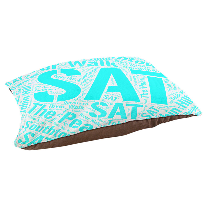 Coussin de chien « districts », Très grand (H 17 po x l 50 po x P 40 po), Cyan, San Antonio