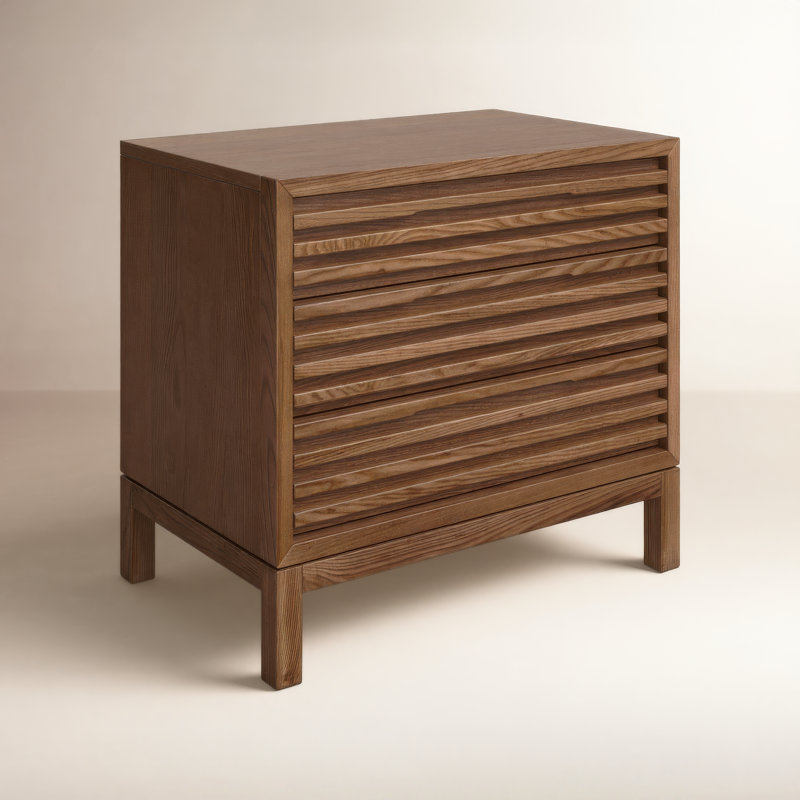 Table de chevet finlandaise en bois massif, Noyer