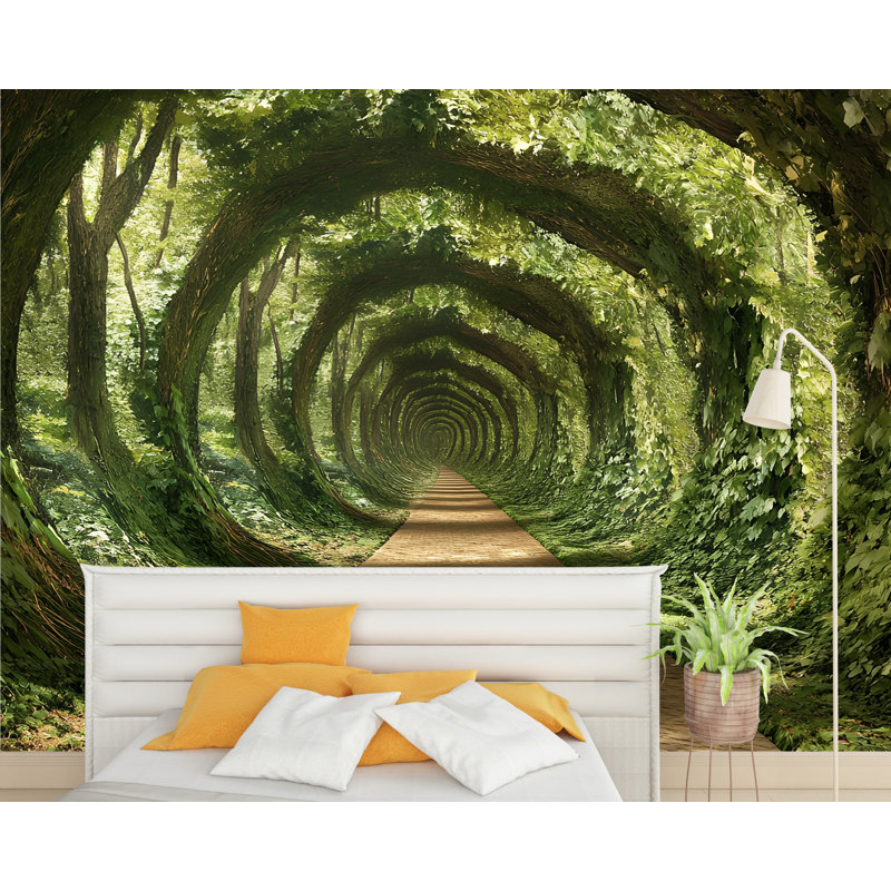 Papier peint Enchanted Green Forest Tunnel, L 144 po x l 100 po, Peler et coller