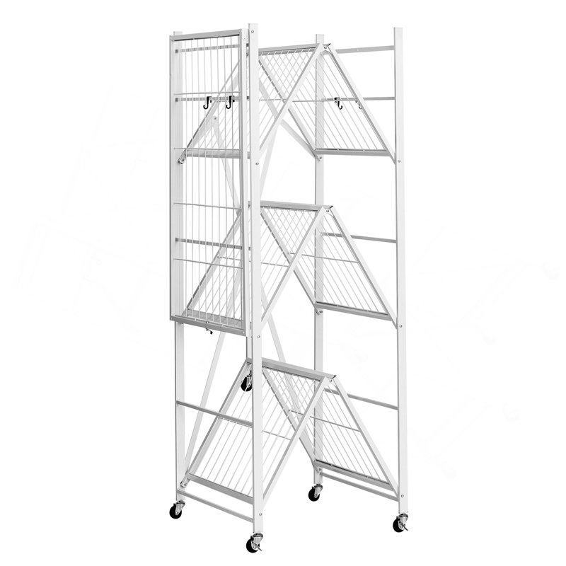 Tablette de rangement pliante avec roulettes, H 5,24 po x l 62,2 po x P 22,44 po, Blanc