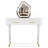 40" Modern Vanity Table Set With Mirror Touch Screen Lighted Mirror, Dressing Table And Cushioned Stool Set With 2 Large Drawers, White