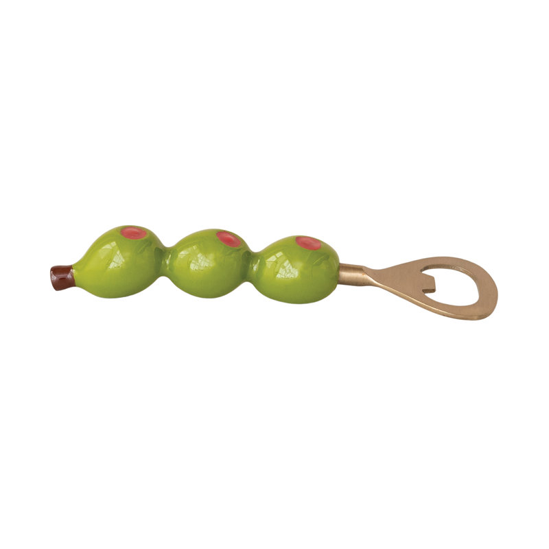 Ouvre-bouteille à poignée olive en acier inoxydable et aluminium coulé
