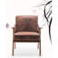 Chaise d'appoint Mid-Century moderne, microfibre brune pour chaise de chambre à coucher confortable, microfibre, structure en bois massif-628895596