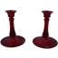 Bougeoirs en verre rouge rubis signés - 2 pièces