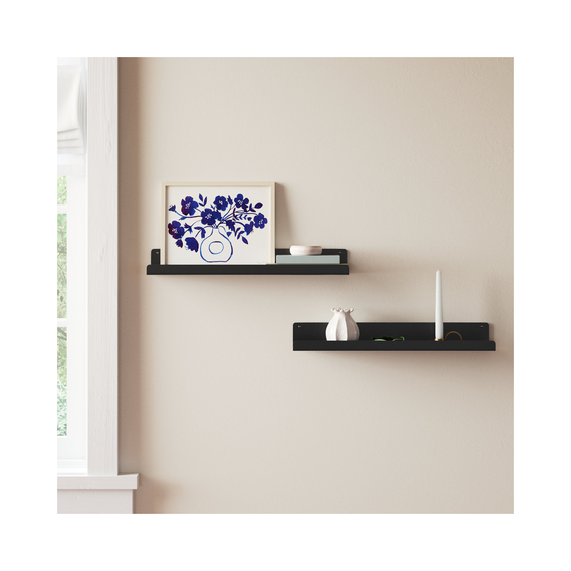 Tara Metal Floating Shelf, 3.25" H x 23.75" W x 4.5" D, Black