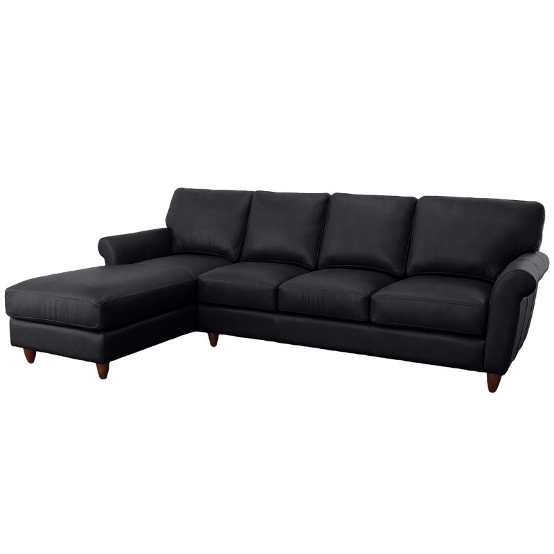 Canapé modulaire en cuir véritable Cherish, Face à la gauche, Cuir véritable noir