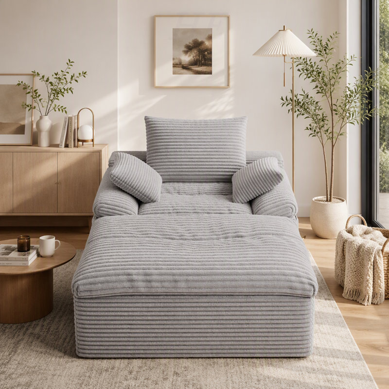 Canapé une place en velours côtelé, canapé profond, aucun assemblage requis, 1 pièce pour chambre, appartement et autres espaces