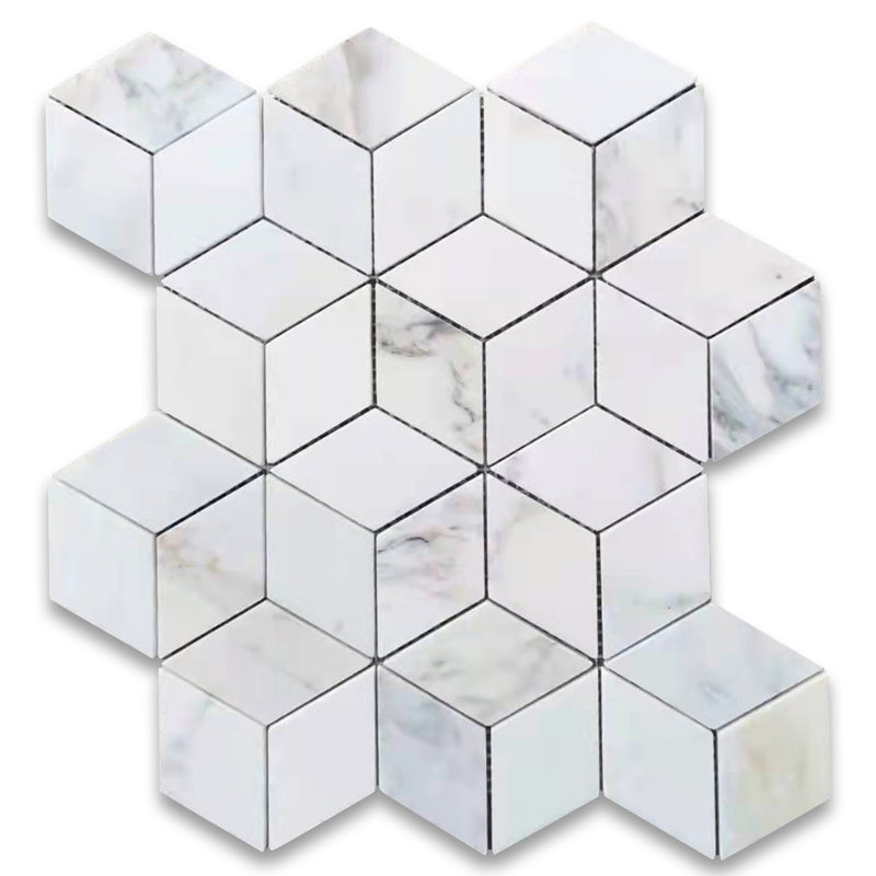 Calacatta 11" x 10" Marble Mosaic Tile, LIght Gray