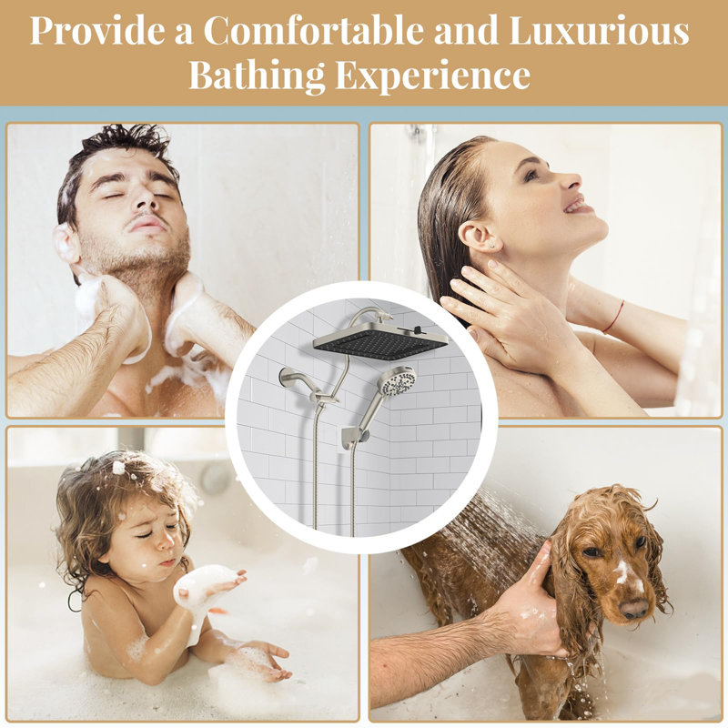 Ultraflow Pro 5-Spray 13" Rainfall Shower System With Dual High-Pressure Heads & 10 Customizable Modes, Brushed Nickel