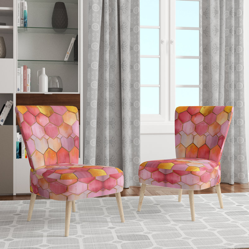 Chaise rembourrée à motif géométrique abstrait, Side Chair Armless