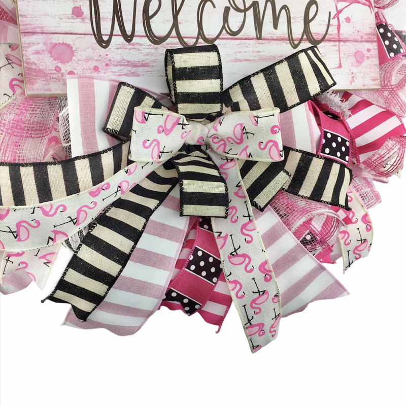 Couronne en maille 18 po Welcome Flamingo