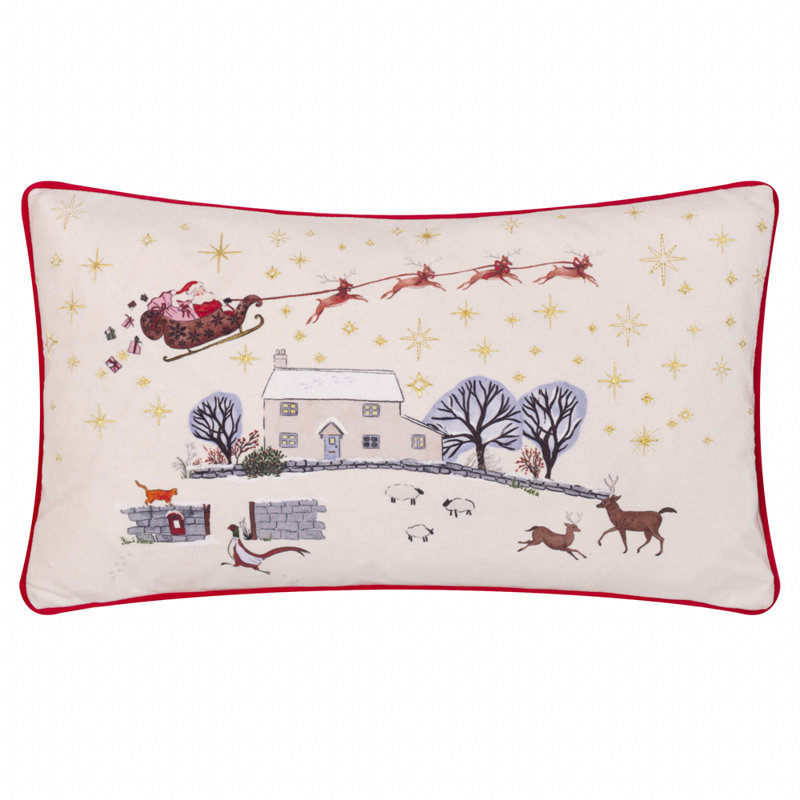 Dear Santa Cream Rectangular Cushion, Polyester
