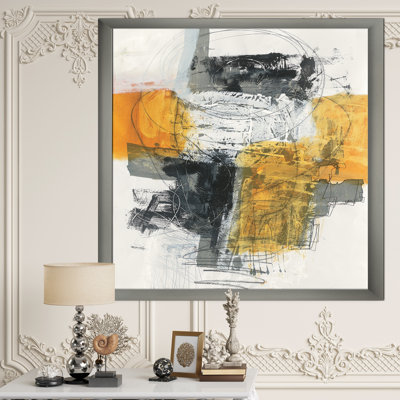 «Abstract Composition of Glamour Yellow and Black», reproduction sur toile encadrée