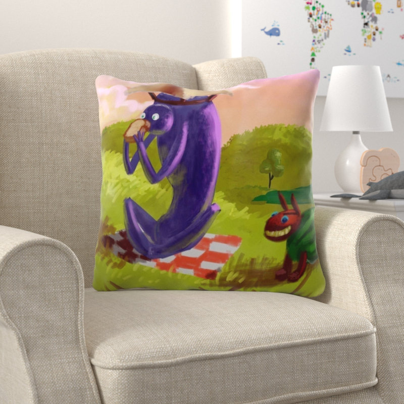 Coussin décoratif personnages Burney, Microsuède, Intérieur
