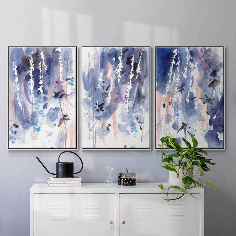 "Late Night Breeze I", reproduction sur toile 3 pièces, Cadre blanc, H 48 po x l 96 po x P 2 po