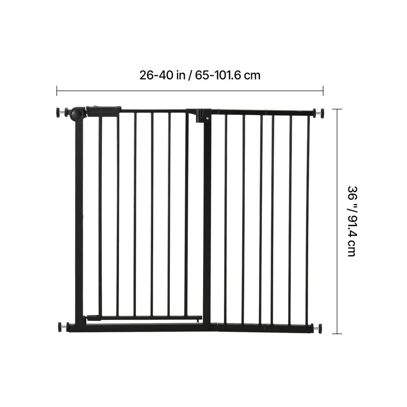 Barrière pour bébé 26-40 pouces de largeur réglable 36 po de hauteur pour chien blanc, Noir