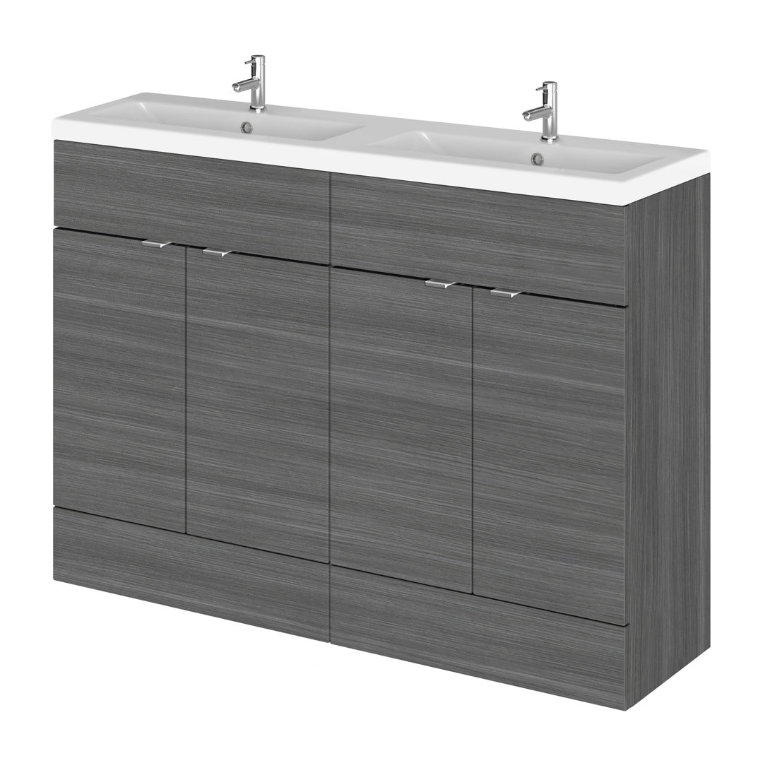 Fusion Double Bathroom Vanity with Integrated Vitreous China Basin