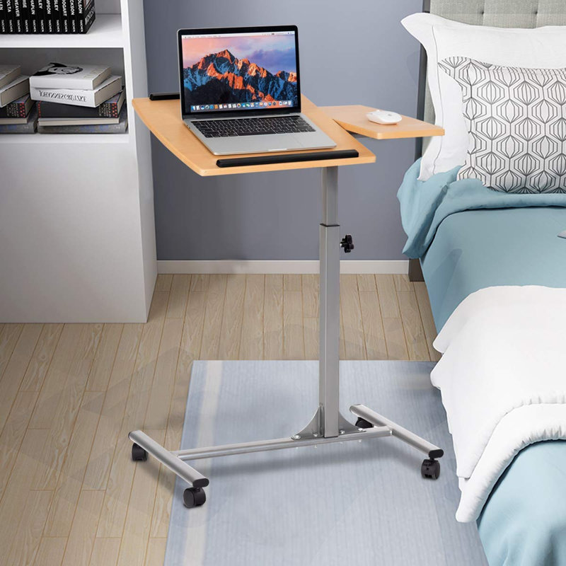 Bureau ajustable pour ordinateur portable avec support et roulettes