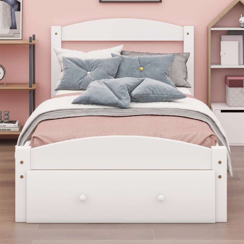 Gloriana Twin Low Profile Storage Platform Bed, White