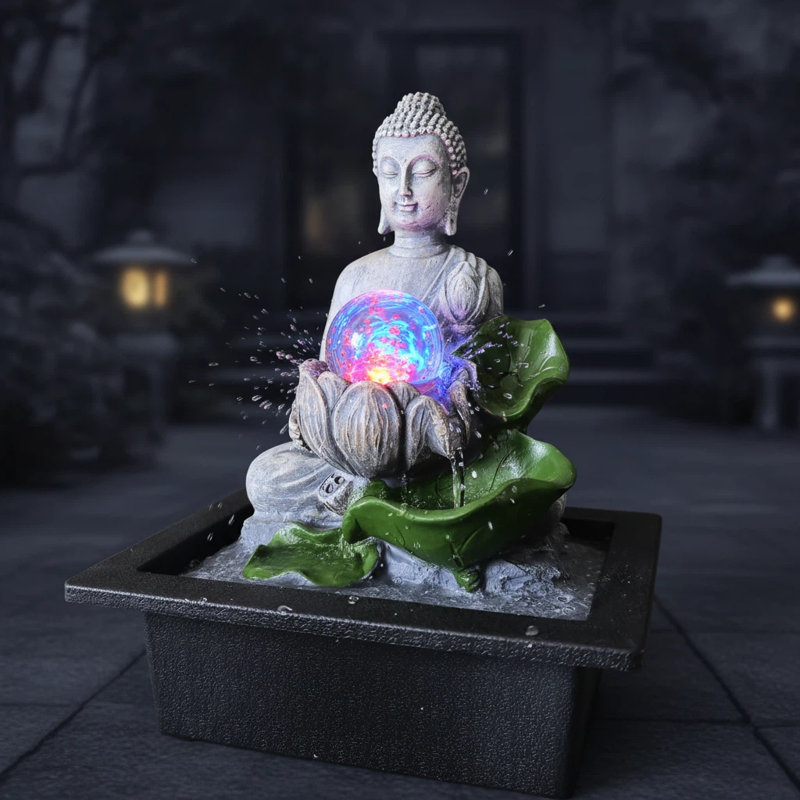 Fontaines de Bouddha avec un sourire exquis