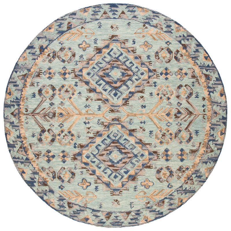 Tapis en laine touffeté à la main Deyoung, Rond 5 pi