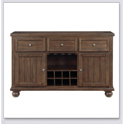 Cherry Finish Traditional Style Server With Drawers, Adjustable Shelf, For Elegant Storage