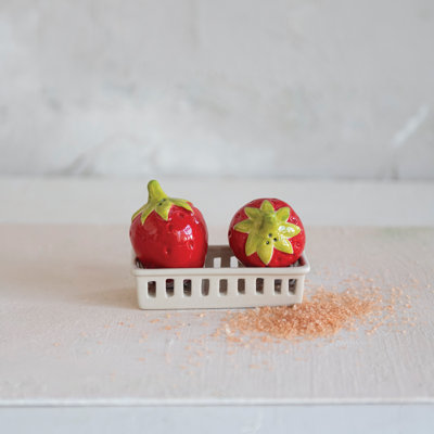 Stoneware Strawberry Salt and Pepper Shakers