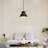 2-Light Black Chandelier with Black Fabric Shade