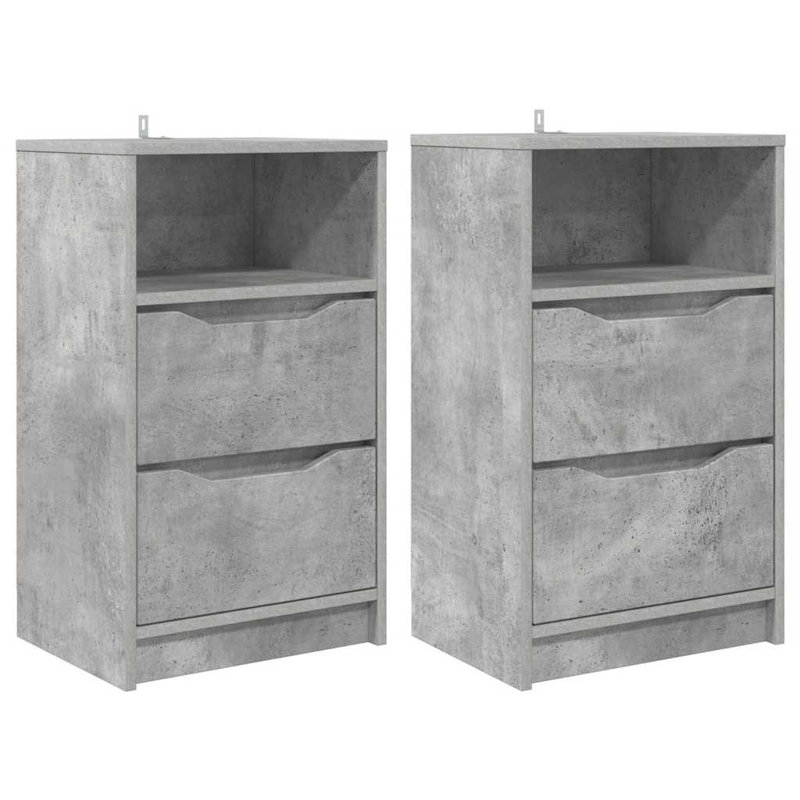 40cm W Manufactured Wood Bedside Table, Concrete Grey