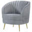 Chaise capitonnée grise et dorée