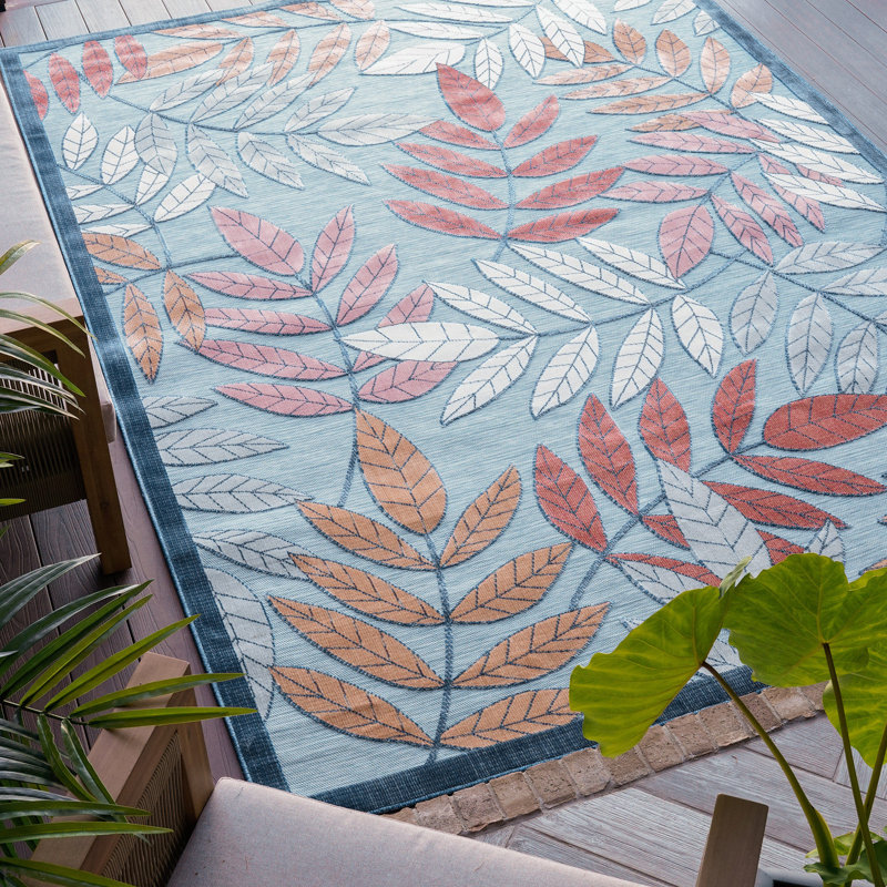 Tapis floral transitionnel Gilda, turquoise, Rectangle 8 pi 5 po x 12 pi 2 po