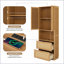 Bibliothèque avec 2 portes en rotin, 3 tiroirs et amp; Port USB | Naturel | Pin-1016108748