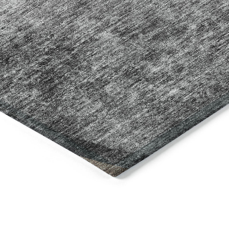 Tapis intérieur lavable abstrait 9 pi x 12 pi gris chocolat et argent
