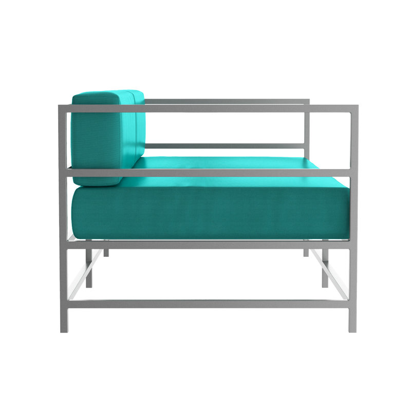 Delano Outdoor 2 - Seat Loveseat, Kessler Silver, Canvas Aruba Sunbrella® Canvas