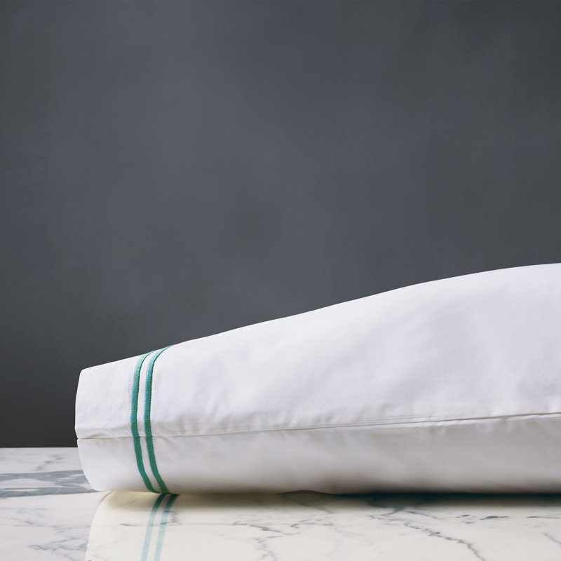 Enzo Egyptian Cotton Percale, Queen Pillowcase, Peacock