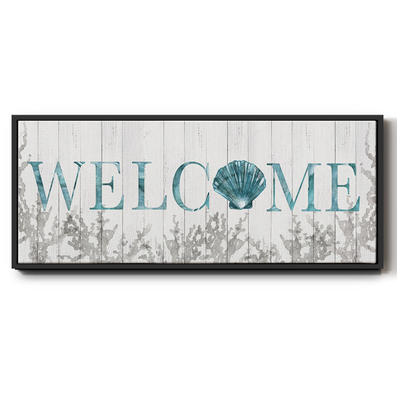 Welcome Shell- Framed Canvas, 8" H x 20" W