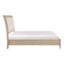 Cadre de grand lit beige avec tête de lit tapissier en similicuir de style classique et rails pour la chambre à coucher-129909197